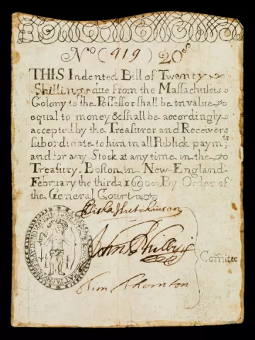 Massachusetts Bay Colony paper money