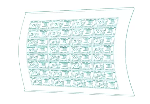 Illustrated Sheet of $5 notes