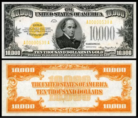 $10,000 Gold Certificate 