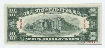 $10 Federal Reserve Note back (Series 1928)