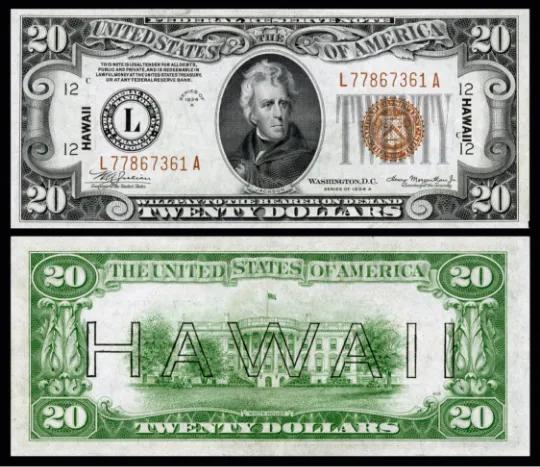 front and back of 1942 $20 note