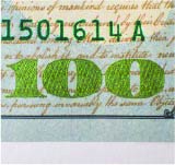 Image showing the color-shifting numeral on the bill