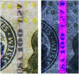 Image showing the embedded security thread on the $100 bill